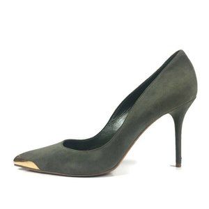 Alexander McQueen Olive Green Suede Pumps